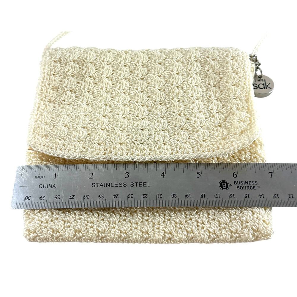 The Sak Cream Crochet Crossbody Bag Ivory Knit Boho Small Purse Magnetic Flap - Picture 5 of 7